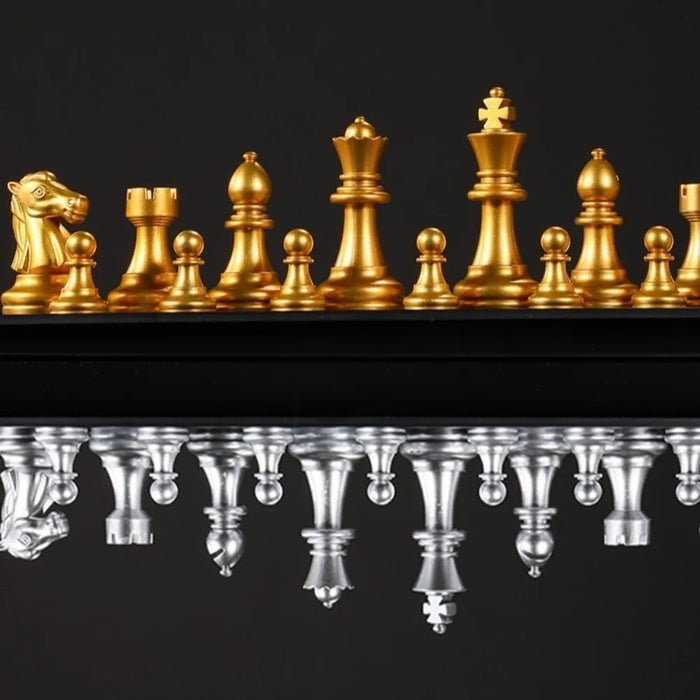 Magnetic Folding Chess Set — 25cm or 32cm, Gold & Silver Plastic Travel Board
