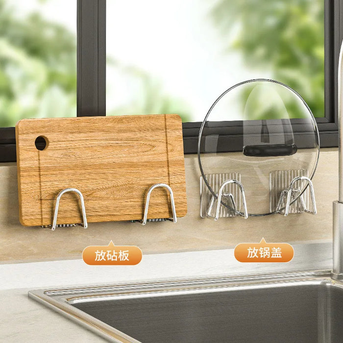 Adhesive 304 Stainless Steel Sink Sponge Holder — Brushed Peel‑and‑Stick Organiser