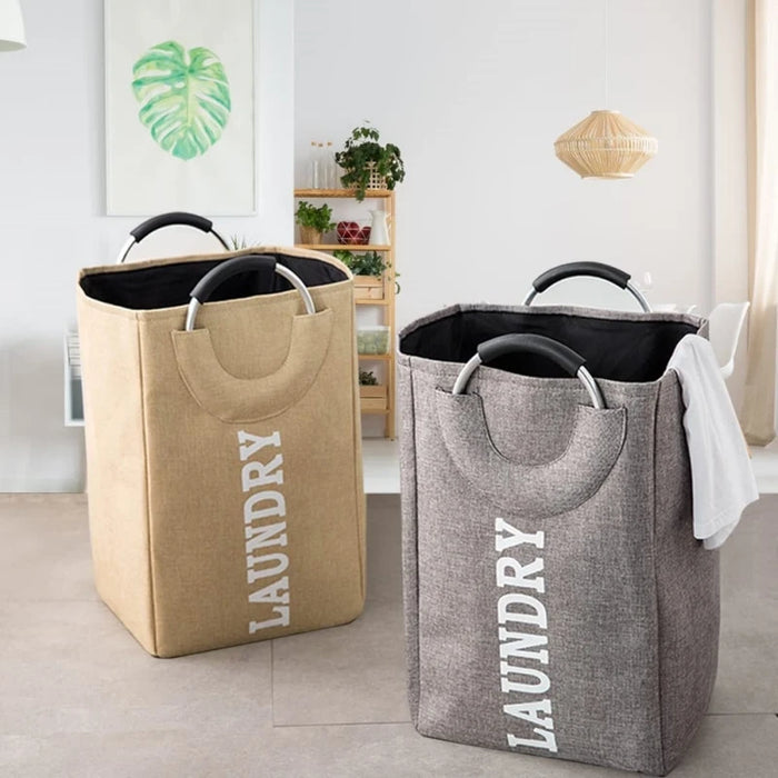 Collapsible Linen Laundry Basket – Waterproof Foldable Hamper with Handles (CT2000)