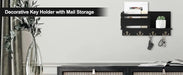 Wooden Wall-Mounted Key and Mail Holder — Rustic Letter Sorter with 4 Hooks
