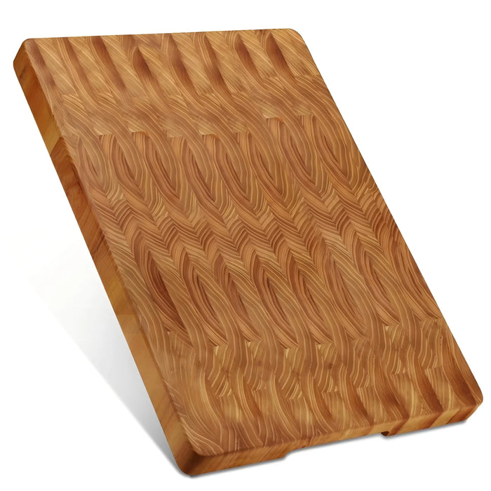 Teak End Grain Cutting Board — Large Wooden Chopping & Charcuterie Board with Hidden Handles