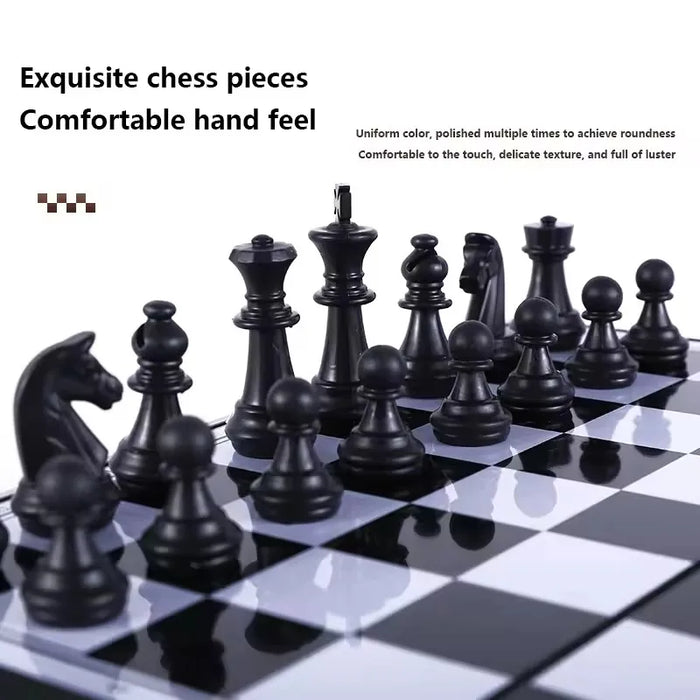 Folding Magnetic Chess & Checkers — 4 Sizes, Plastic HIPS, Teaching Book