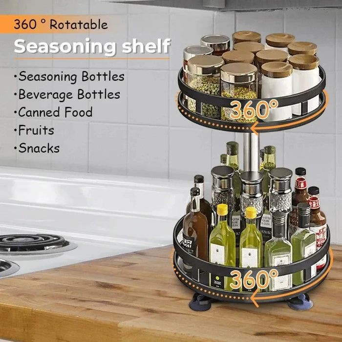 Rotating Kitchen Organiser — 360° Stainless Steel Turntable, 1/2/3-Tier (10-inch)