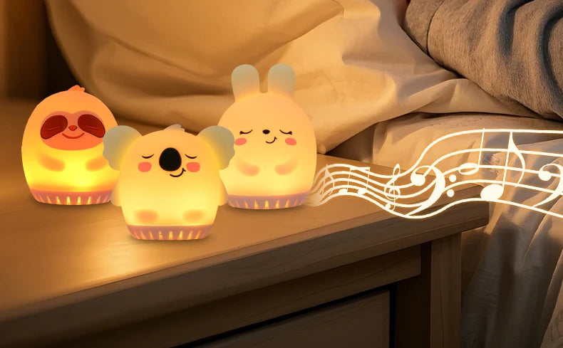 Mini Rabbit White Noise Machine & LED Night Light — 20 Soothing Sounds, USB‑C Rechargeable Silicone Sleep Aid