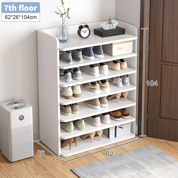 5/7/8-Tier Freestanding Shoe Rack — White MDF Organiser for Entryway