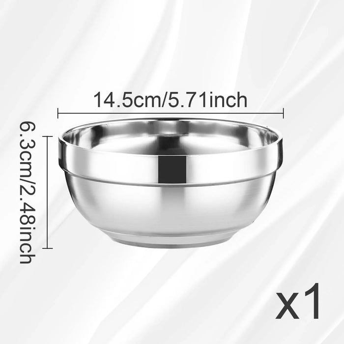 14.5cm Stainless Steel Bowl – Durable, Stackable for Mixing, Pickling, Salad & Fruit