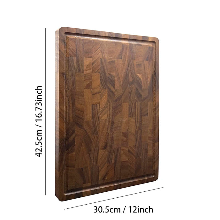 Walnut End-Grain Cutting Board with Handle — 42×30cm Rectangular Butcher Block