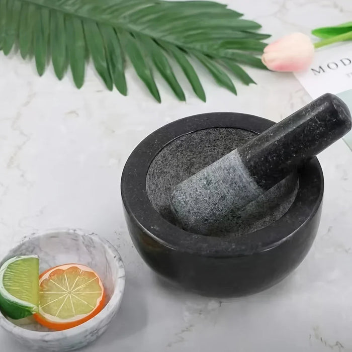 Polished Granite Mortar and Pestle for Herbs, Salsa & Avocado (3.74 x 1.97in)