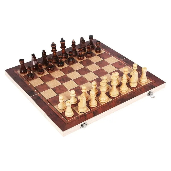 3-in-1 Travel Board Game Set – Chess, Checkers & Backgammon with Dice