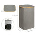 Foldable 2-Section Laundry Hamper with Lid — Bamboo Handles & Removable Bag