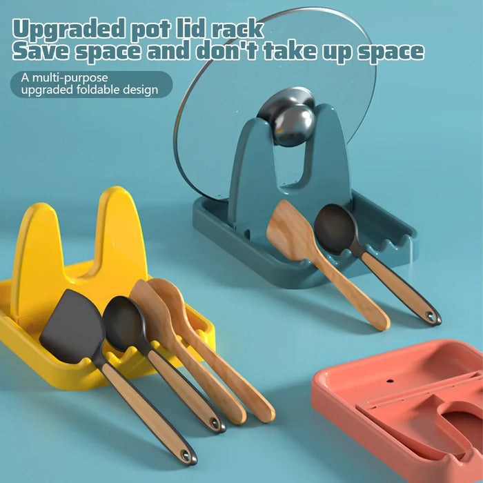 Foldable Pot Lid & Utensil Rack – ABS Plastic Kitchen Organizer