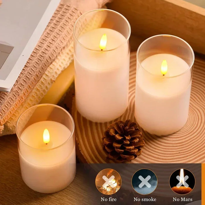 LED Flameless Acrylic Candles with Remote & Timer – Flickering, Battery Powered