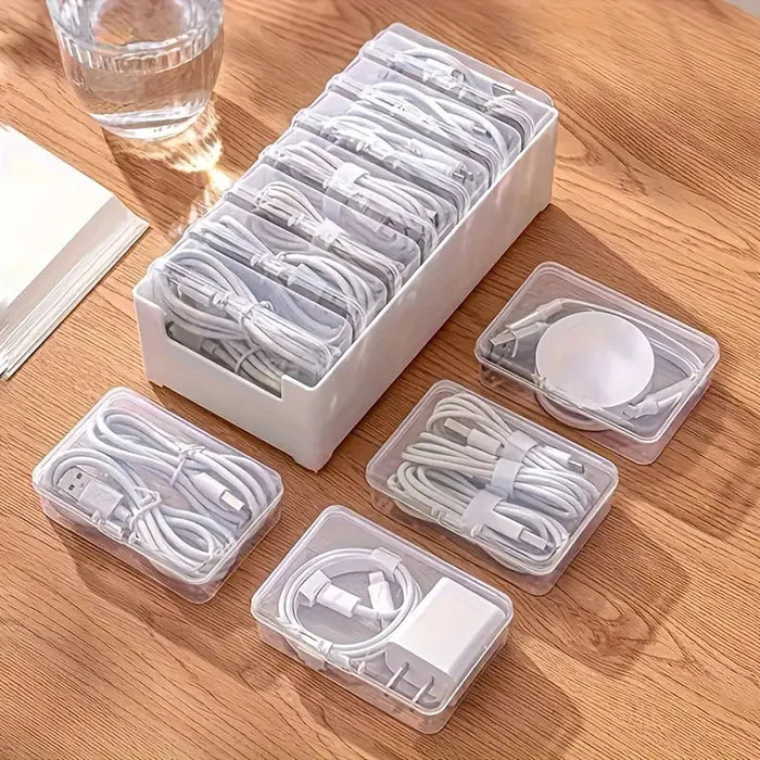 Cable Organiser Storage Box Set — Durable Plastic Cord & Device Storage