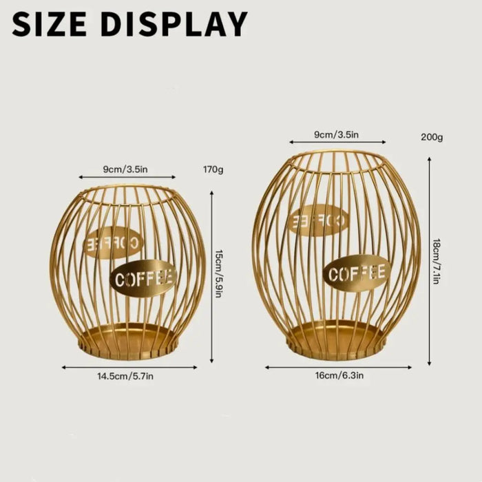 Large Capacity Iron Coffee Pod Holder – Stackable Capsule Storage (Black or Gold)