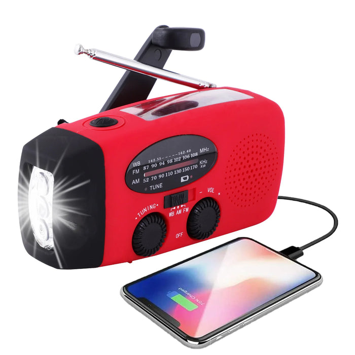 2000mAh Hand‑Crank Emergency Radio with LED Torch, USB & Solar Charging