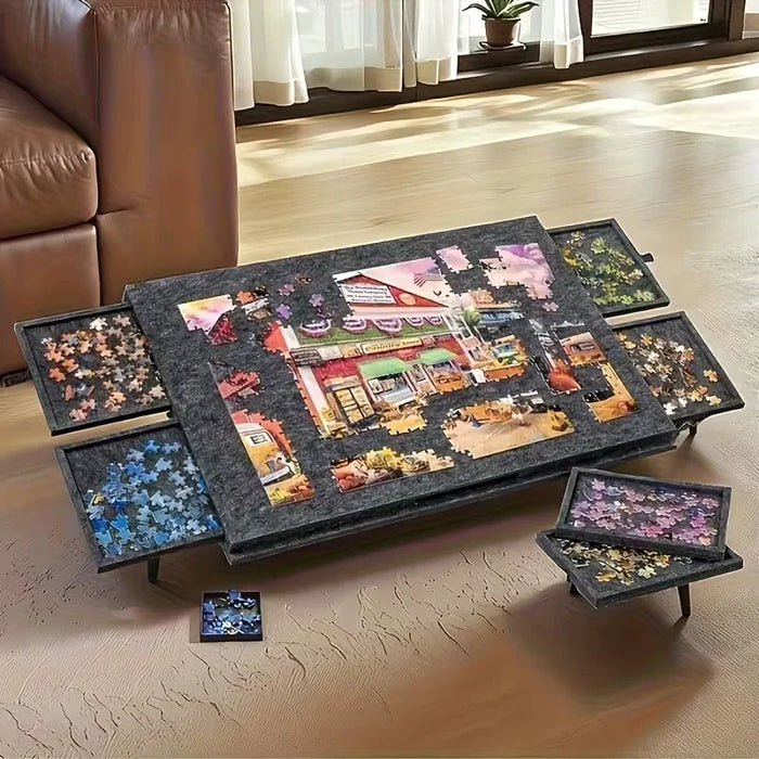Tilting Puzzle Board with Stand and Cover — Portable 1000‑Piece Jigsaw Table with 6 Drawers
