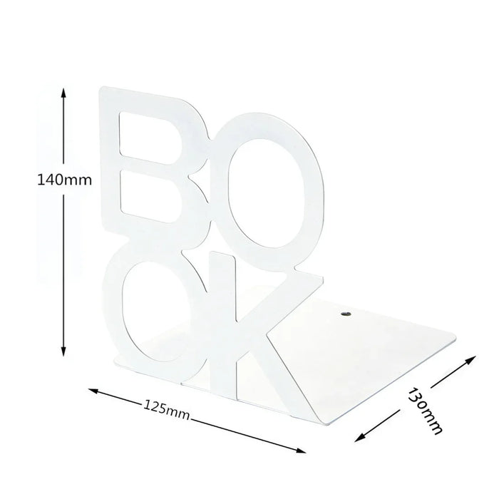 Metal L-Shaped Bookend — Non-Slip Book Support for Home, Office & Library (White/Black)