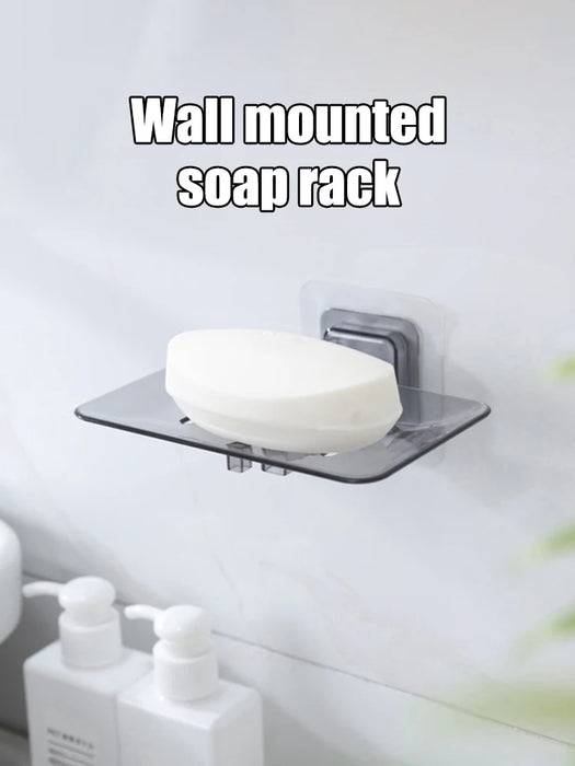 Self‑Adhesive Wall‑Mounted Soap Holder with Drain — Transparent & Colour Options
