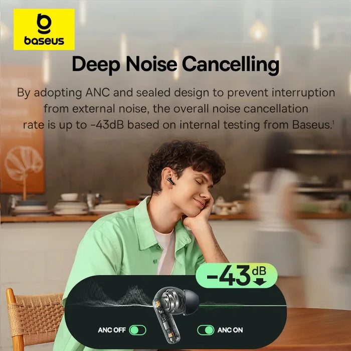 Baseus E Series – ANC True Wireless Earbuds, 12mm SuperBass, Bluetooth 6.0