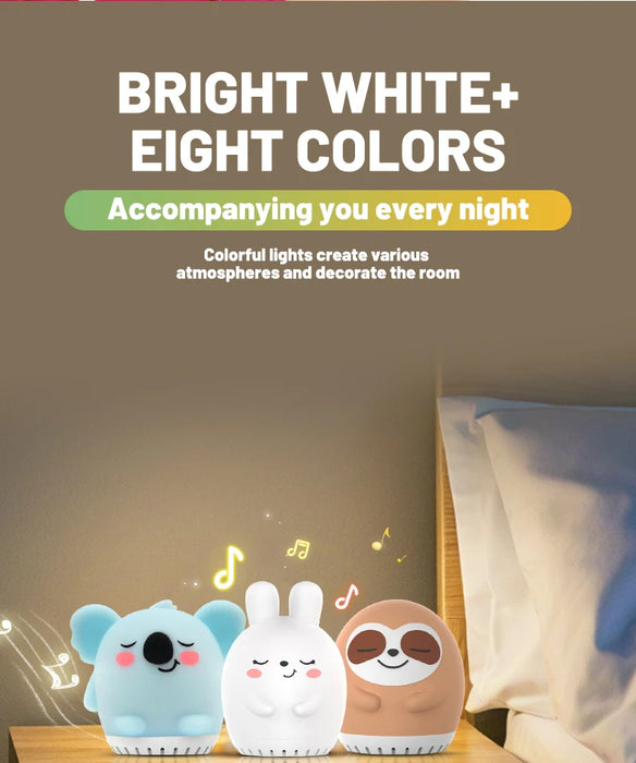 Mini Rabbit White Noise Machine & LED Night Light — 20 Soothing Sounds, USB‑C Rechargeable Silicone Sleep Aid