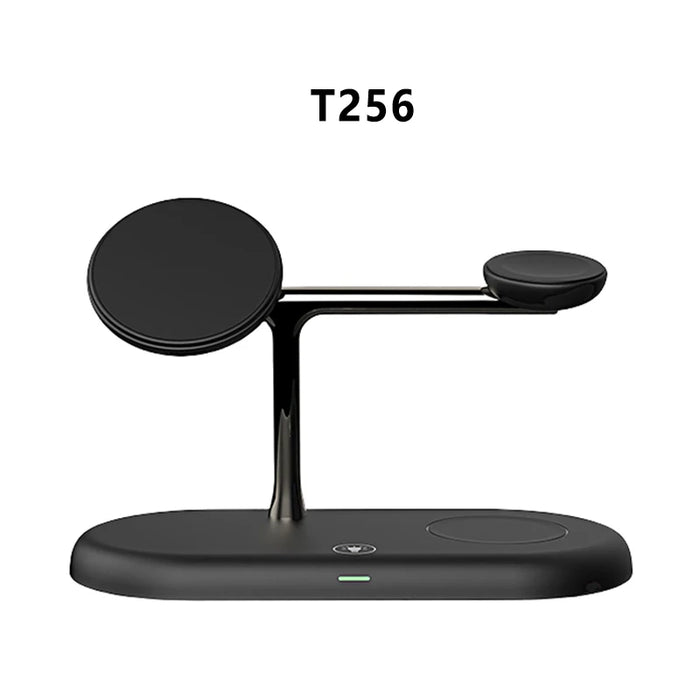 3-in-1 Magnetic Wireless Charger Stand for iPhone 12–17, Apple Watch Series 4–10 & AirPods (Qi)