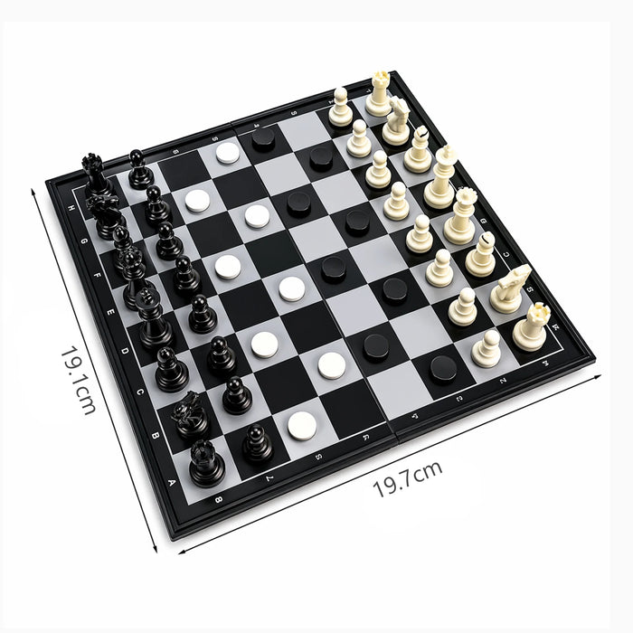 3-in-1 Folding Chess, Checkers & Backgammon Set — Portable Travel Board (4 Sizes)