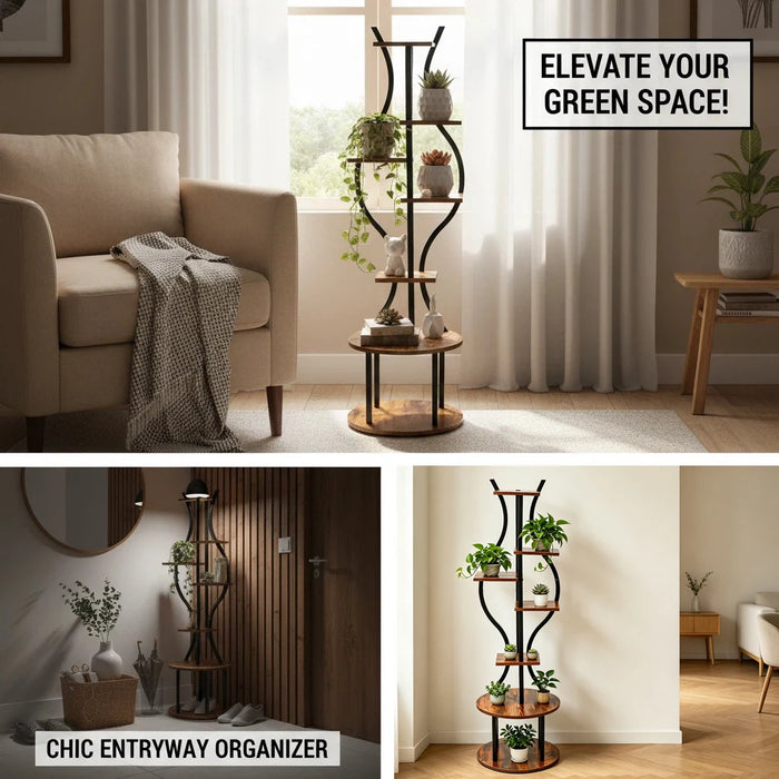 145cm Tall 7-Tier Corner Metal Plant Stand – Indoor & Outdoor Flower Rack