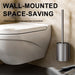Long‑Handle Aluminium Toilet Brush with Wall‑Mounted Holder — White, Grey or Black