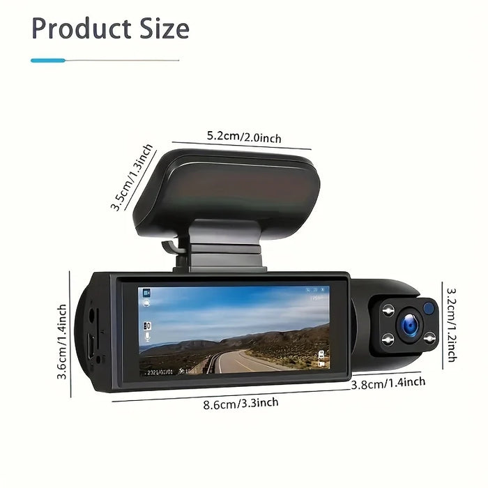Dual-Lens Car DVR Dash Cam 1080P FHD — Front and Interior Recorder