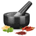 Premium Solid Granite Mortar & Pestle 16cm — Non‑Slip Stone Grinder