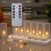 Rechargeable LED Tea Lights – Pack of 12, Black Wick, Remote-Controlled Flame-Effect
