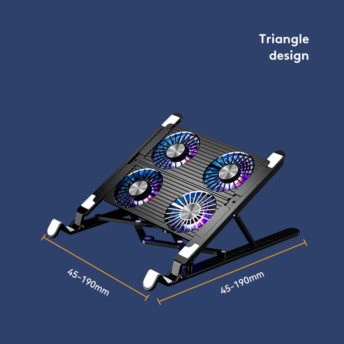 Foldable Laptop Cooling Pad — 2 or 4 Fans, RGB, 7 Heights for 11–17.3-inch Laptops
