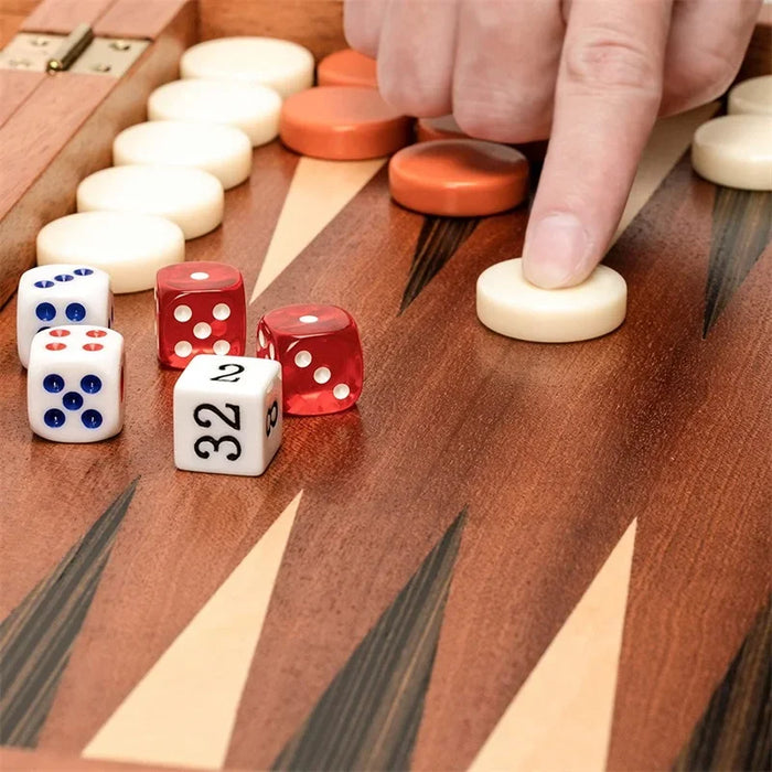 Foldable Wooden Backgammon Set 11–17 inch — Handmade, Foldable Board with Accessories