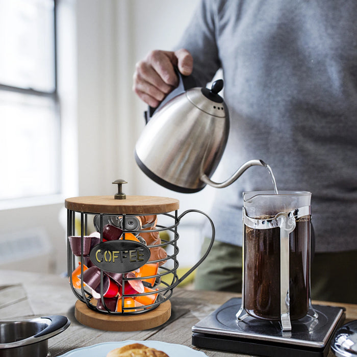 Mug-Shaped Coffee Pod Holder for K-Cups — Metal Countertop Organiser