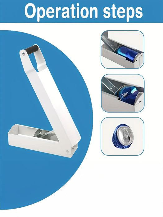 Wall-Mounted Can Crusher — Heavy-Duty White Metal Compactor