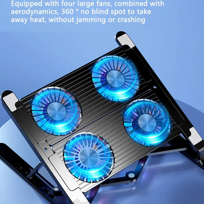Foldable Laptop Cooling Pad — Adjustable Stand for 13–17.3-inch, 4 Fans
