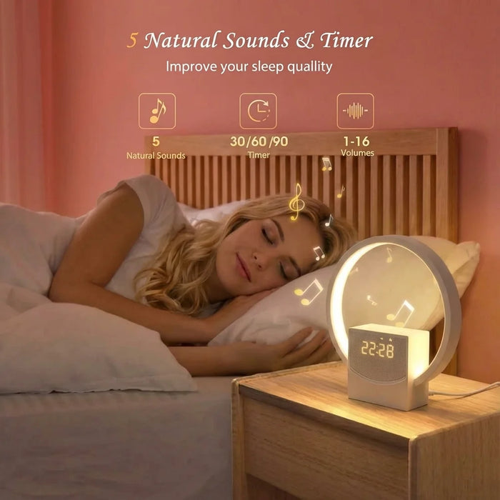 Sunrise Wake-Up Light Alarm Clock with Bluetooth Speaker and White Noise (White)