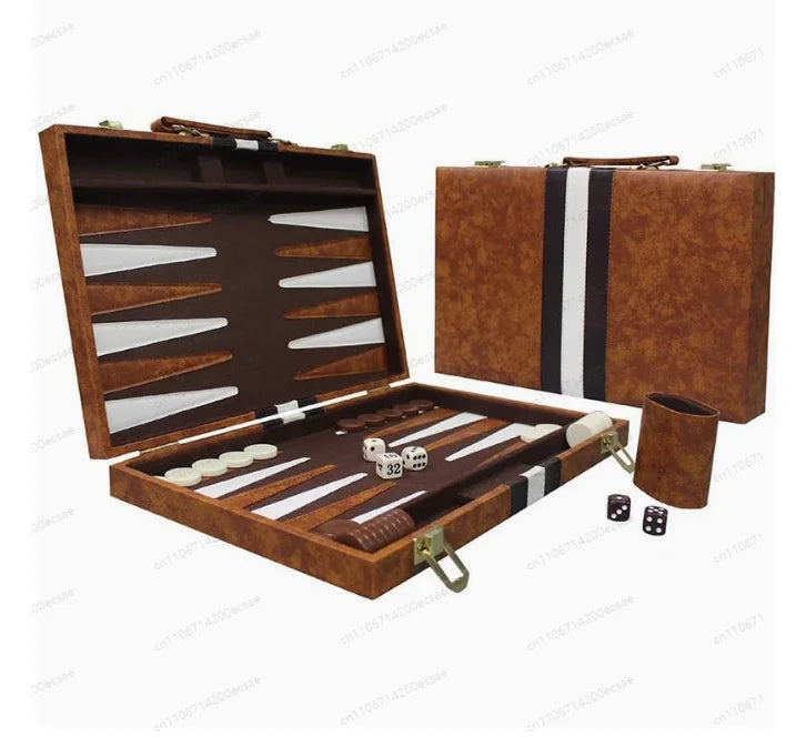 Travel-Size Leather Backgammon Set — High-Quality Wholesale, Light Brown