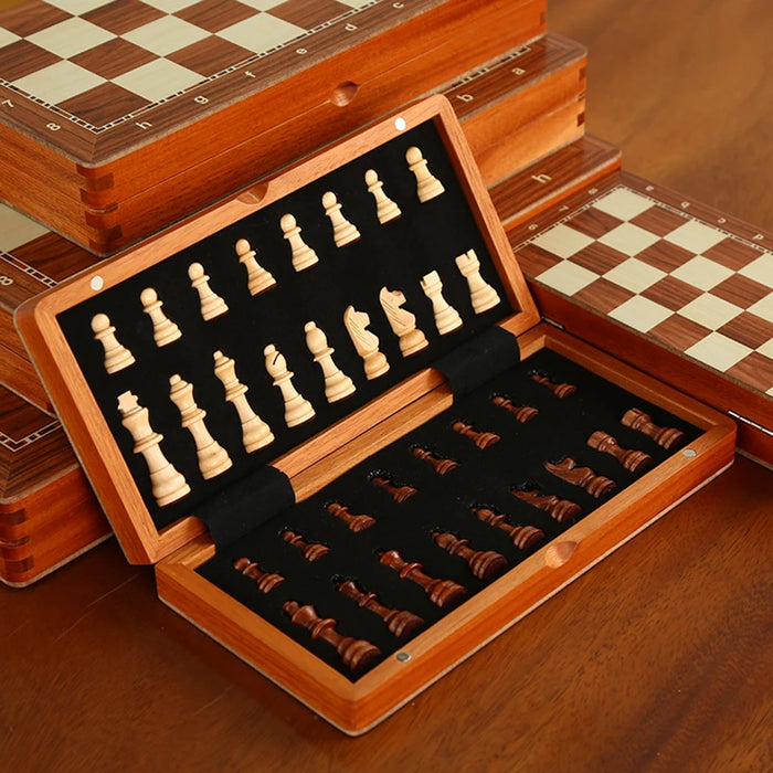 Rosewood Chess Set with Storage Box & 2 Extra Queens — Wooden Tournament Board for Adults