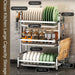 Compact Dish Drying Rack with Drainboard and Utensil Holder – Rust‑Proof Metal