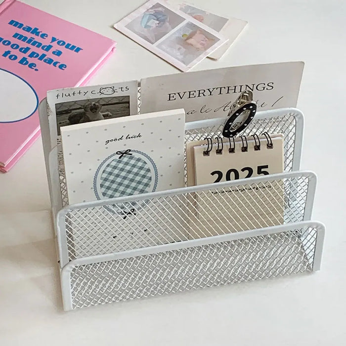 4-Tier Iron Mesh Desk Organiser – Letter Holder for Documents & Stationery