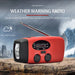 2000mAh Emergency Radio with 3-LED Torch, Solar & Hand-Crank Charging (FM/AM/WB)