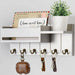 Wooden Wall-Mounted Key Rack & Mail Organiser — 6 Hooks
