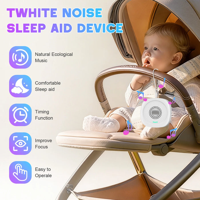 Portable White Noise Sound Machine — 8 Soothing Sounds, USB Rechargeable with Sleep Timer