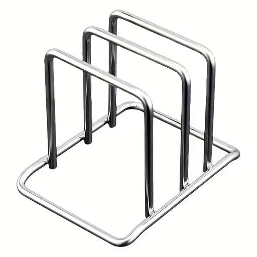 Stainless Steel Space-Saving Pot Lid & Cutting Board Rack - Heavy-Duty Countertop Organiser (1pc)