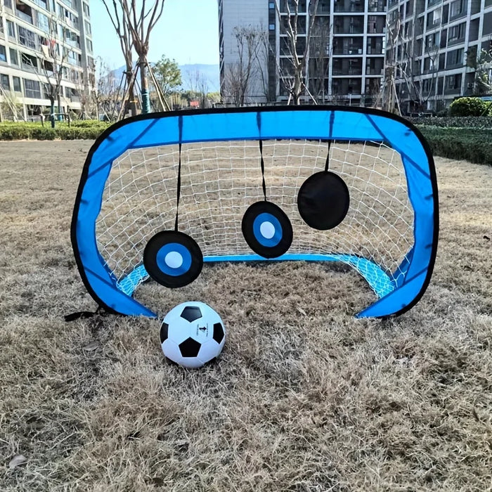 4‑Mode Pop‑Up Football Goal — Foldable Indoor/Outdoor Practice Net (Blue)