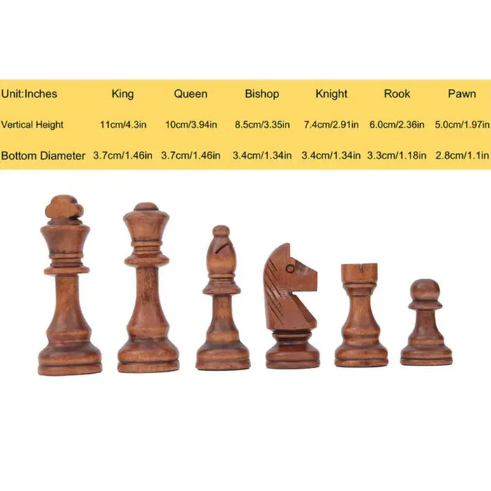 32-Piece Wooden Chess Set with Leather Board — King 110mm (Model 4in)