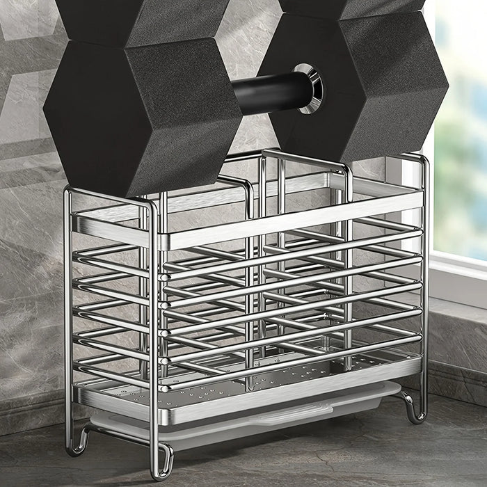 No-Drill Stainless Steel Wall Utensil Holder — Space-Saving Kitchen Organiser