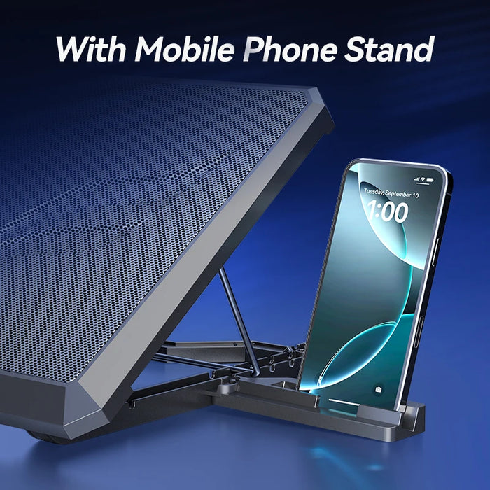 12-Fan Laptop Cooling Pad for 12–17.3 inch Laptops with Dual USB & Phone Stand