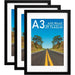 Pack of 3 A3 Photo Frames (29.7 x 42 cm) – Rustic Wood-Effect MDF